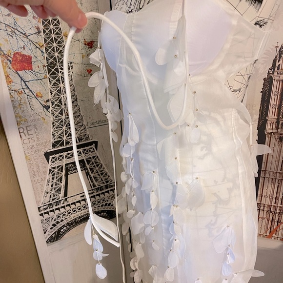 Botanics & Petals Luxury Maxi Dress In Summer White+Gold Droplets+Drop Petals - Picture 11 of 16